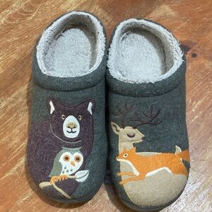 L.L. Bean Forest Animal Slippers - Gray and Brown
